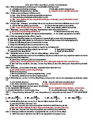 Câu hỏi trắc nghiệm Lượng tử ánh sáng - Môn Vật lý Lớp 12